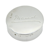 Sterling Silver Circular 'Maud' Engraved Snuff Box Antique 1917 Sheffield