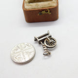 Sterling Silver Spinning Wheel Charm Pendant Vintage c1970