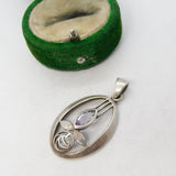 Sterling Silver Rennie Mackintosh Amethyst Charm Pendant Vintage c1970