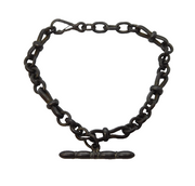 Victorian Cut Steel Cable Link Watch Chain Bracelet Antique c1840s