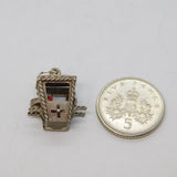 Sterling Silver Sedan Chair With Figure & Opening Door Charm Vintage c1970