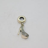 Sterling Silver CZ Stiletto Heel Shoe Bracelet Charm Or Pendant Modern c2010s