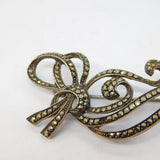 20th Century 800 Silver Marcasite Set Floral Spray Brooch Antique c1920
