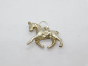 Sterling Silver Trotting Saddled Horse Charm Pendant Vintage c1970