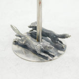 19th Century Sterling Silver Owl & Fox Form Jewellery Stand Antique c1890s