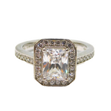 Sterling Silver Paste Set Art Deco Style Dress Ring Vintage c1970 Size M 1/2