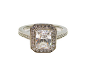Sterling Silver Paste Set Art Deco Style Dress Ring Vintage c1970 Size M 1/2