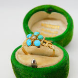 George IV 15ct Yellow Gold, Turquoise & Pearl Floral Dress Ring Antique c1830