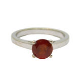 Sterling Silver Faceted Garnet Solitaire Dress Ring Vintage c1970 Size N 1/2