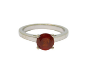 Sterling Silver Faceted Garnet Solitaire Dress Ring Vintage c1970 Size N 1/2