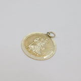 Sterling Silver Bevelled Edge Round St Christopher Travel Pendant Vintage c1970s