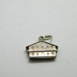 Sterling Silver Ski Chalet Charm Pendant Vintage c1970