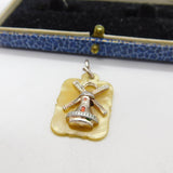 Sterling Silver Windmill on Mother of Pearl Backing Charm Pendant Vintage c1970