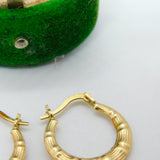 9ct Yellow Gold Rope Twist Pattern Hoop Hook Earrings Vintage c1970