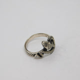 Sterling Silver Textured Oxidised Snake Statement Ring Vintage c1970 Size R