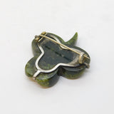 19th Century Irish Sterling Silver & Connemara Marble Shamrock Brooch Antique