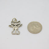 Sterling Silver Cartoon Cat Charm Pendant Vintage c1970