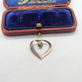 Sterling Silver Heart Drop Charm Pendant Vintage c1970