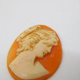 Carved Shell Cameo Lady in Profile Plaque Vintage c1970