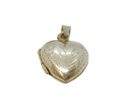 Sterling Silver Patterned Textured Puff Heart Locket Pendant Vintage c1970