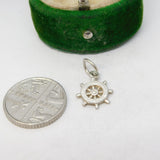 Sterling Silver Maritime Wheel Charm Pendant Vintage c1970