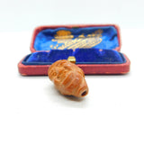 Chinese Export Victorian Carved Almond Nut Face Bead Pendant Antique c1900