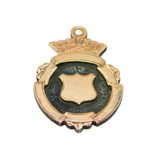 Sterling Silver Gilt Shield & Crown Form Fob Medal Antique 1921 Birmingham