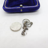 Sterling Silver Man Riding Penny Farthing Bicycle Charm Pendant Vintage c1970