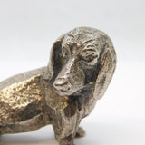 20th Century Cast Silver Plated Dachshund Dog Figurine Ornament Vintage