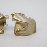 Studio Sterling Silver & Gold Modernist Stud Earrings Vintage c1990s