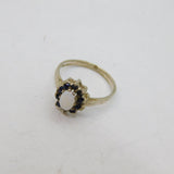 Sterling Silver 10 Sapphire & Opal Cluster Dress Ring Vintage c1970 Size J 1/2