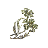Sterling Silver Marcasite Floral Spray Art Deco Brooch Pin Antique c1930's