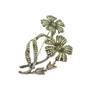 Sterling Silver Marcasite Floral Spray Art Deco Brooch Pin Antique c1930's