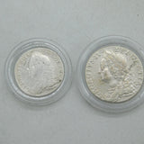 London Mint Office George II Silver Coins Shilling & Sixpence Antique 1758