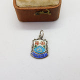 Sterling Silver Enamel Travel Shield Morecambe Charm Pendant Vintage c1970