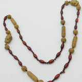 Japanese Long Fruit Wood Carved Grotesque Double Face Guard Necklace Antique