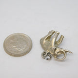 Sterling Silver Cast Elephant Charm Pendant Vintage c1970