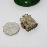 Sterling Silver Opening Holy Bible Charm Pendant Vintage c1970
