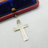 Sterling Silver Layered Cross Charm Pendant Vintage c1970