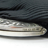 Art Deco German .800 Grade Silver & Black Fabric Evening Bag Antique c1920s