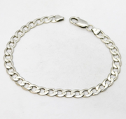 Sterling Silver Curb Link Chain Bracelet Vintage c1970 21cm Length
