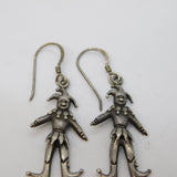 Sterling Silver Articulated Jester Hook Earrings Vintage c1970s
