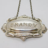 19th Century Victorian Silver Plated Brandy Decanter Label Antique c1880s