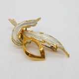 Italian 800 Grade Silver Gilt, Spinel Set Floral Spray Brooch Vintage c1970s