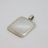 Sterling Silver Framed Mother Of Pearl Slice Charm Pendant Vintage c1970
