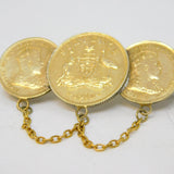 Australian King Edward VII Sixpence & Threepence Coin Brooch Antique 1910