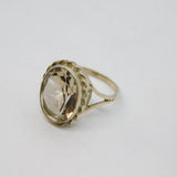 Sterling Silver Faceted Citrine Cocktail Band Ring Vintage c1970 Size N 1/2