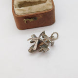 Sterling Silver Helicopter Charm Pendant Vintage c1970