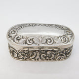 Edwardian Sterling Silver Floral Pattern Jewellery Box Antique 1904 Birmingham