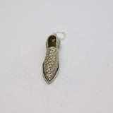 Sterling Silver Patterned Textured Slipper Moccasin Charm Pendant Vintage c1970